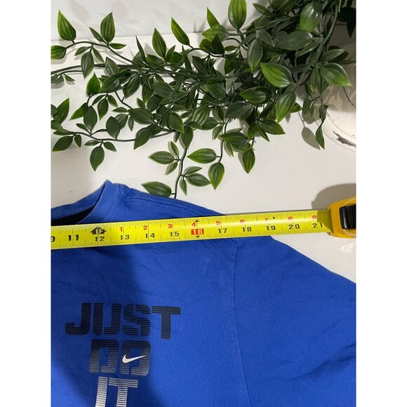 Nike Dri-Fit Mens Blue T-Shirt With "Just Do It" Print Crew Neck Lightweight - Picture 8 of 9